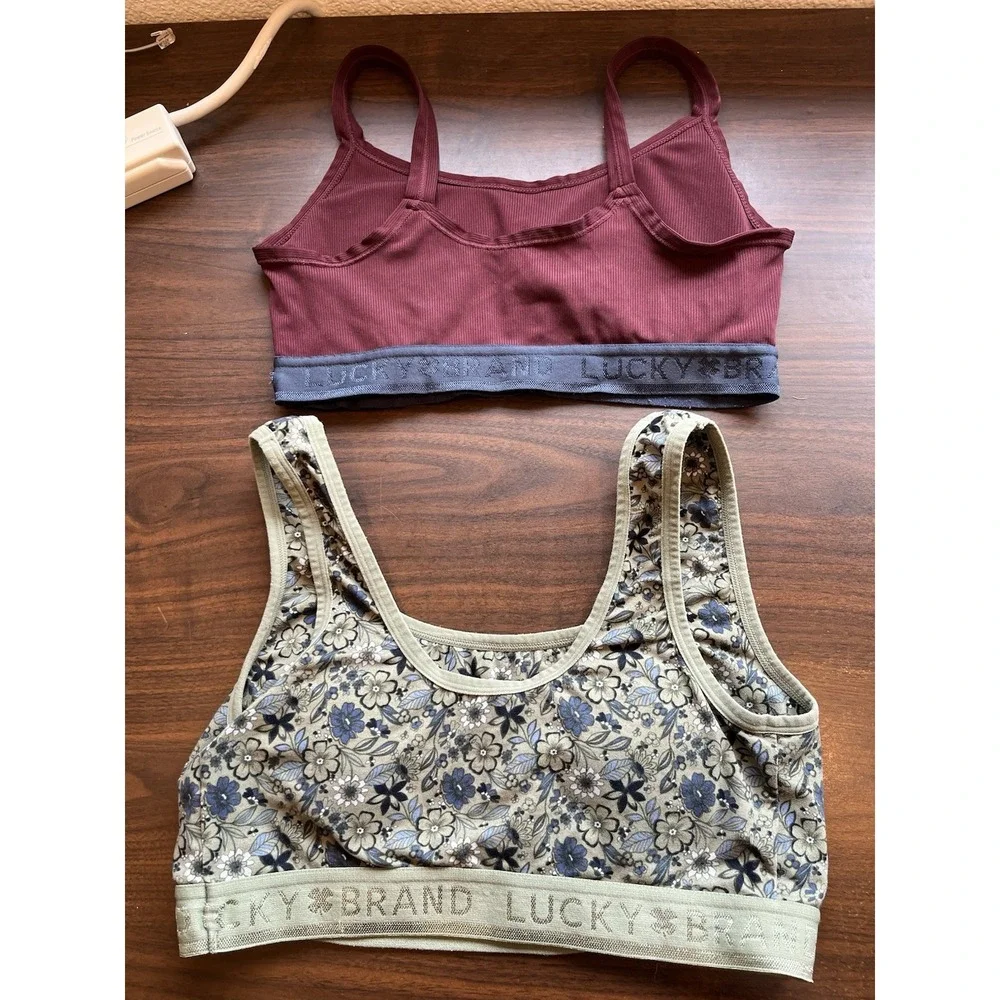2 Lucky Brand Sports Bralette Bra Flowers Large